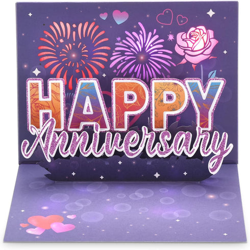 LIGHTS & FIREWORKS SOUND Pop Up Anniversary Card